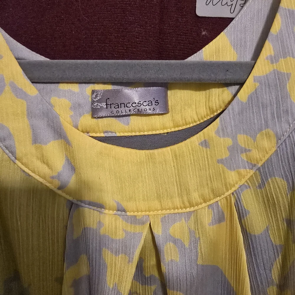 Francescas. Yellow and Gray Sleeveless Mini Dress - Picture 2 of 6